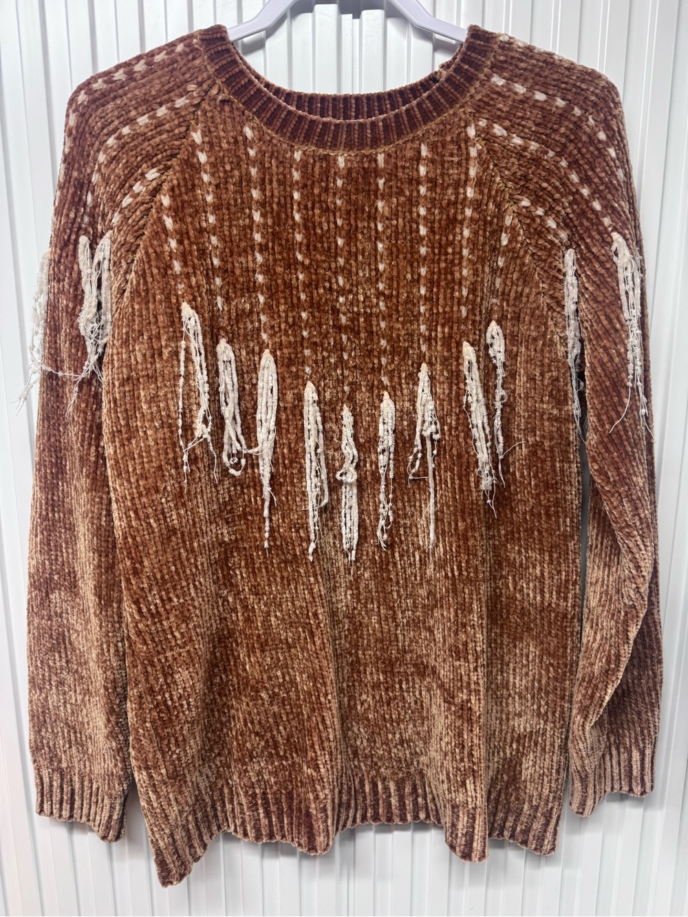 Entro Chenille Fringe Sweater - Women medium